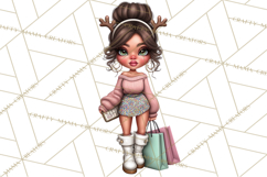 Sassy Christmas Shopper Clipart PNG, Fashion Girls Holiday Product Image 2