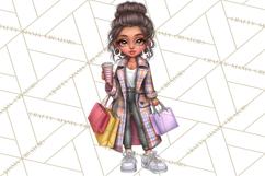 Sassy Christmas Shopper Clipart PNG, Fashion Girls Holiday Product Image 5