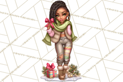 Sassy Christmas Shopper Clipart PNG, Fashion Girls Holiday Product Image 3