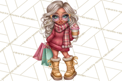 Sassy Christmas Shopper Clipart PNG, Fashion Girls Holiday Product Image 4