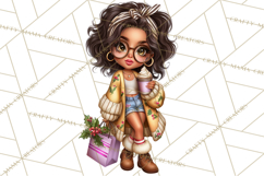 Sassy Christmas Shopper Clipart PNG, Fashion Girls Holiday Product Image 4