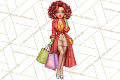 Sassy Christmas Shopper Clipart PNG, Fashion Girls Holiday Product Image 2