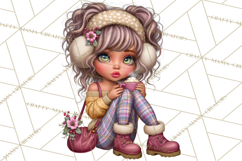 Sassy Christmas Shopper Clipart PNG, Fashion Girls Holiday Product Image 3