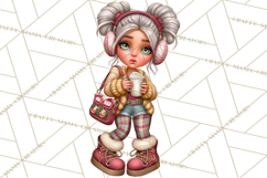 Sassy Christmas Shopper Clipart PNG, Fashion Girls Holiday Product Image 4