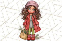 Sassy Christmas Shopper Clipart PNG, Fashion Girls Holiday Product Image 5