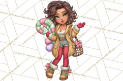 Sassy Christmas Shopper Clipart PNG, Fashion Girls Holiday Product Image 2