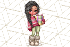 Sassy Christmas Shopper Clipart PNG, Fashion Girls Holiday Product Image 3