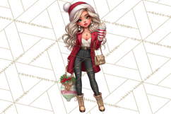 Sassy Christmas Shopper Clipart PNG, Fashion Girls Holiday Product Image 4