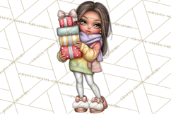 Sassy Christmas Shopper Clipart PNG, Fashion Girls Holiday Product Image 5