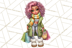 Sassy Christmas Shopper Clipart PNG, Fashion Girls Holiday Product Image 2
