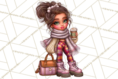 Sassy Christmas Shopper Clipart PNG, Fashion Girls Holiday Product Image 3
