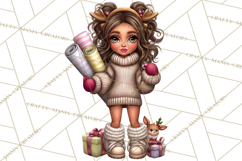 Sassy Christmas Shopper Clipart PNG, Fashion Girls Holiday Product Image 4