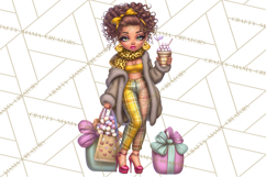 Sassy Christmas Shopper Clipart PNG, Fashion Girls Holiday Product Image 2