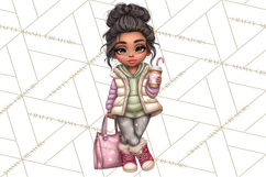 Sassy Christmas Shopper Clipart PNG, Fashion Girls Holiday Product Image 5