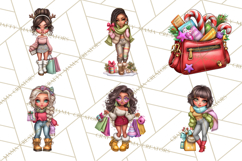 Sassy Christmas Shopper Clipart PNG, Fashion Girls Holiday Product Image 2