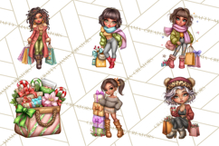 Sassy Christmas Shopper Clipart PNG, Fashion Girls Holiday Product Image 3