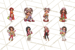 Sassy Christmas Shopper Clipart PNG, Fashion Girls Holiday Product Image 7