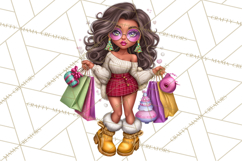 Sassy Christmas Shopper Clipart PNG, Fashion Girls Holiday Product Image 5