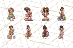 Sassy Christmas Shopper Clipart PNG, Fashion Girls Holiday Product Image 8