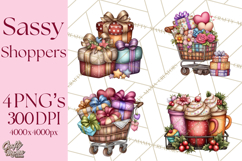 Sassy Christmas Shopper Clipart PNG, Fashion Girls Holiday Product Image 1