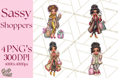 Sassy Christmas Shopper Clipart PNG, Fashion Girls Holiday Product Image 1