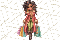 Sassy Christmas Shopper Clipart PNG, Fashion Girls Holiday Product Image 3