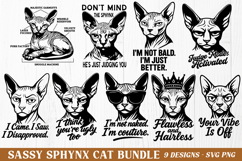 Sassy Sphynx Cat SVG Bundle | Funny Hairless Cat Clipart PNG Product Image 1