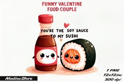 Funny Valentine&#039;s day Food Couple BUNDLE PNG. Product Image 14