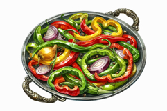 Sauteed Bell Peppers Watercolor Vegetable Stir Fry PNG Product Image 1