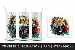 Savage Jaguar leopard flowers floral cheetah Africa wild cat animal print 20 oz tumbler skinny mug wrap clipart t-shirt sublimation printable design