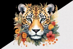 Savage Jaguar leopard flowers floral cheetah Africa wild cat animal print 20 oz tumbler skinny mug wrap clipart t-shirt sublimation printable design