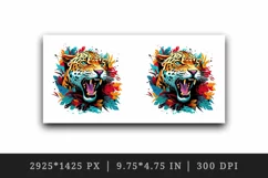 Savage Jaguar leopard flowers floral cheetah Africa wild cat animal print 20 oz tumbler skinny mug wrap clipart t-shirt sublimation printable design