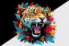 Savage Jaguar leopard flowers floral cheetah Africa wild cat animal print 20 oz tumbler skinny mug wrap clipart t-shirt sublimation printable design