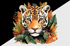 Savage Jaguar leopard flowers floral cheetah Africa wild cat animal print 20 oz tumbler skinny mug wrap clipart t-shirt sublimation printable design