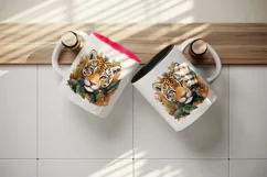 Savage Jaguar leopard flowers floral cheetah Africa wild cat animal print 20 oz tumbler skinny mug wrap clipart t-shirt sublimation printable design