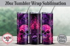 Pink Fire Skull 20oz Tumbler, Pink Halloween Skull Tumbler Product Image 1