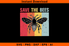Save The Bees SVG | Retro Environmental Awareness Cut File Product Image 1