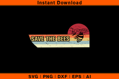 Save The Bees SVG | Vintage Retro Sunset Bee Cut File Product Image 1