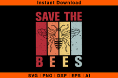 Save The Bees SVG | Retro Striped Environmental Cut File Product Image 1