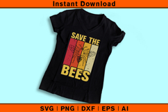 Save The Bees SVG | Retro Striped Vintage Bee Cut File Product Image 3