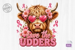 Save The Udders Pink Cow Awareness Design PNG Product Image 2