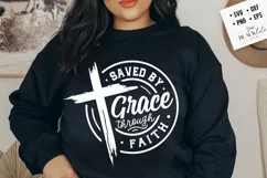 Saved by grace through faith svg, Faith SVG, Floral cross Product Image 1