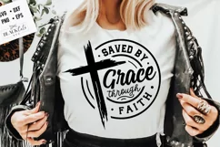 Saved by grace through faith svg, Faith SVG, Floral cross Product Image 2