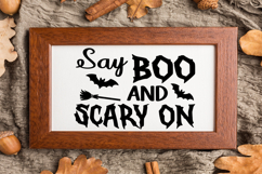 Say Boo and Scary On Sign SVG, Farmhouse Halloween Sign Product Image 3