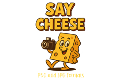 Say Cheese Pun Logo Slogan Illustration PNG Cartoon