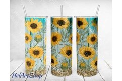 Sunflower Tumbler PNG Sublimation, Wood SKINNY TUMBLER Product Image 1