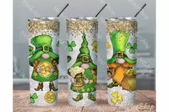 St Patrick's Day Tumbler PNG Sublimation, Gnomes Tumbler png Product Image 1
