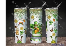 St Patrick's Day Tumbler PNG Sublimation, Gnomes Tumbler png Product Image 1