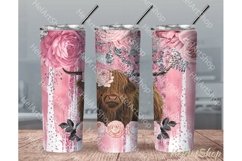 Highland Cow Tumbler PNG Sublimation, SKINNY TUMBLER Png Product Image 1