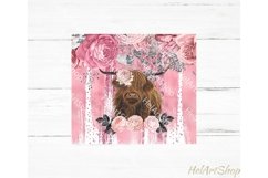 Highland Cow Tumbler PNG Sublimation, SKINNY TUMBLER Png Product Image 2